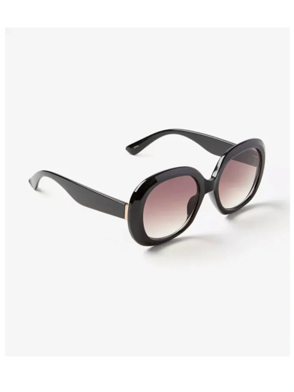 NWT LOFT Black Oversized Round Sunglasses Chic Retro Glam